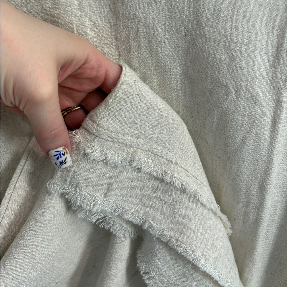 La Miel Ivory Linen Blend Oversized Mini Dress- Size Small - Picture 5 of 7